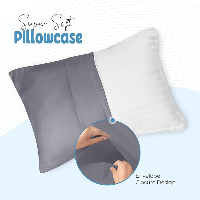 Utopia Bedding Toddler Pillow Cases - 2 Pack - Envelope Closure - Soft Brushed Microfiber Fabric - Shrinkage and Fade Resistant Pillow Covers 14 X 20 Inches (Toddler, Grey)