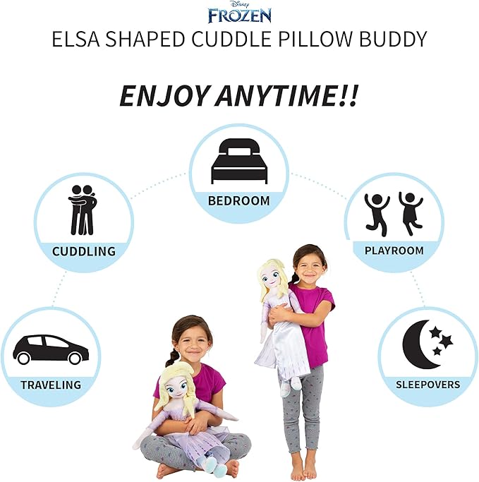 Disney Frozen Elsa Kids Bedding Super Soft Plush Cuddle Pillow Buddy, "Official" Disney Product By Franco