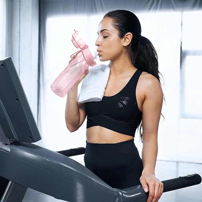 Water Bottle with 7Pcs Air Flavor Pods, Air Bottle Pods Water Bottle, Flavor Caps with Water Bottle, Fruit Scent Pods for Outdoor Sport(Pink-7 Pods)