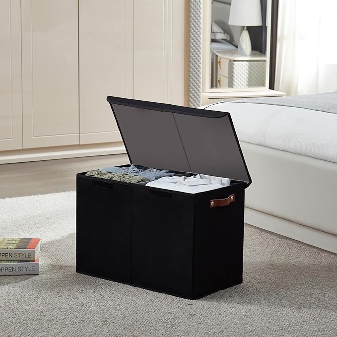 Large Toy Storage Box with Lids, Collapsible Sturdy Baby Storage Organizer Chest Bin Basket for Kids, Boys, Girls, Playroom, Nursery, Bedroom, Closet 25"x13"x16" (Black)