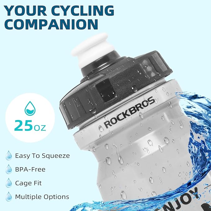 ROCKBROS Cycling Water Bottle, 20-25oz Cycling Bottle, BPA-Free