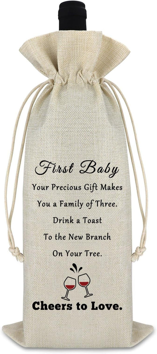 Gfhzdmf First Baby Gifts for Women Wine Gift Bag Daughter Gifts Son Gifts Graduation Wedding Gifts for Granddaughter Easter Christmas Gift for Her Him Reusable Burlap Wine Wrap Bags Party Decors