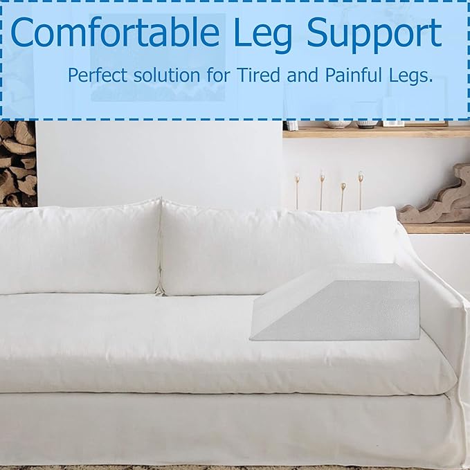 24-Inch Leg Support Pillow, Full Foam Top, Legs and Back Support for Acid Reflux, Foam Incline, Multi-Purpose, Comfortable, Increases Blood Flow, Promotes Breathing, White