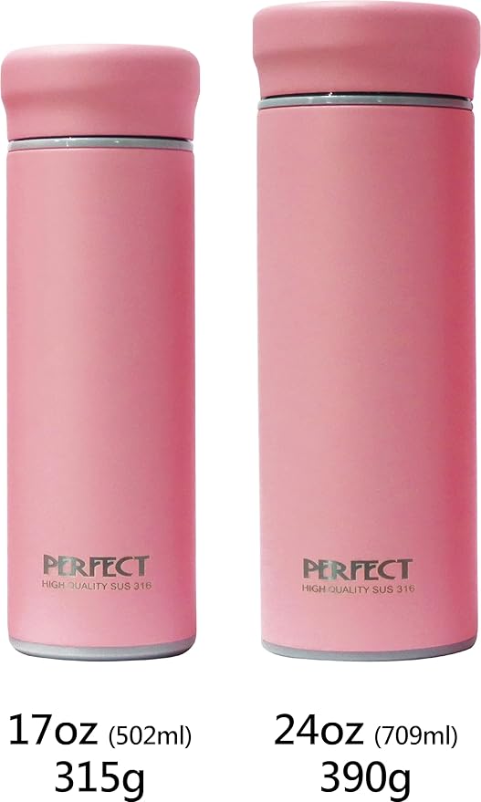 24 OZ 316 Stainless Steel Vacuum Insulated Water Bottle, Keep Cold and Hot, Seamless Cup Leak Proof And Wide Mouth, Pink