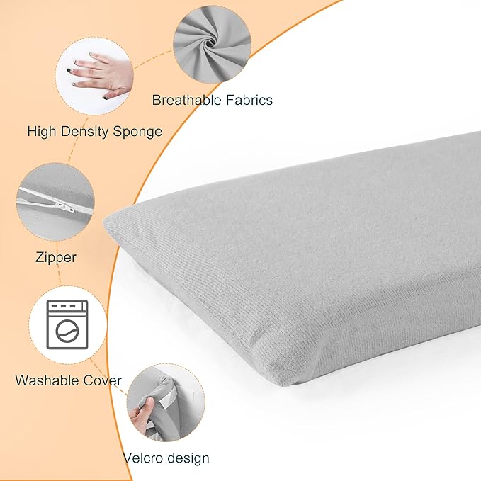 MABOZOO Bed Gap Filler Cushion, Long Thick Filler Bolster Pillow Stopper for Headboard Space Gap, Bed Mattress Extender Bed Wedge Pillow (Gray, 2X8X59inch)