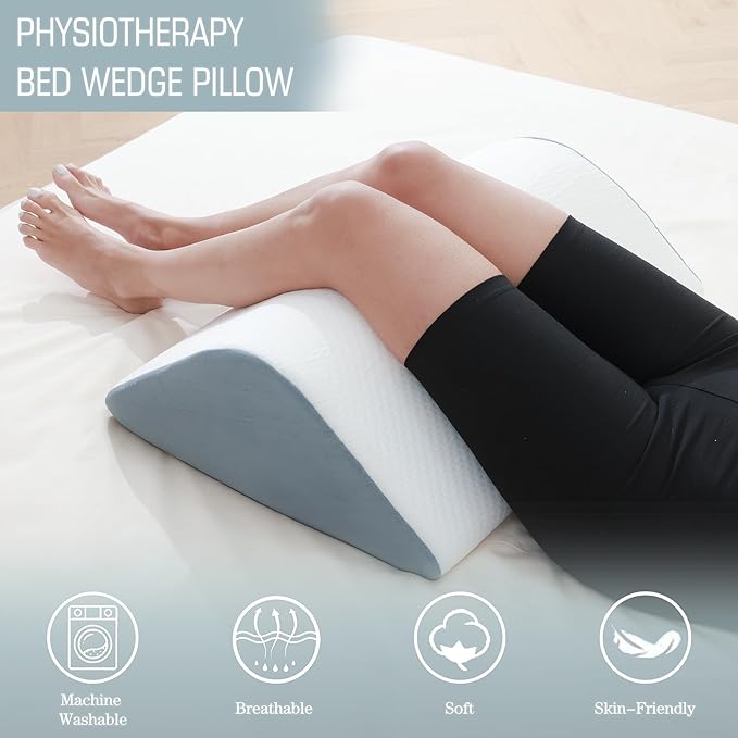 Wedge Pillow for Knee Bed Wedge Pillow for Sleeping, Wedge Pillows for After Surgery Leg Pillow for Sciatica Back Knee Hip Ankles Back Pain Relief