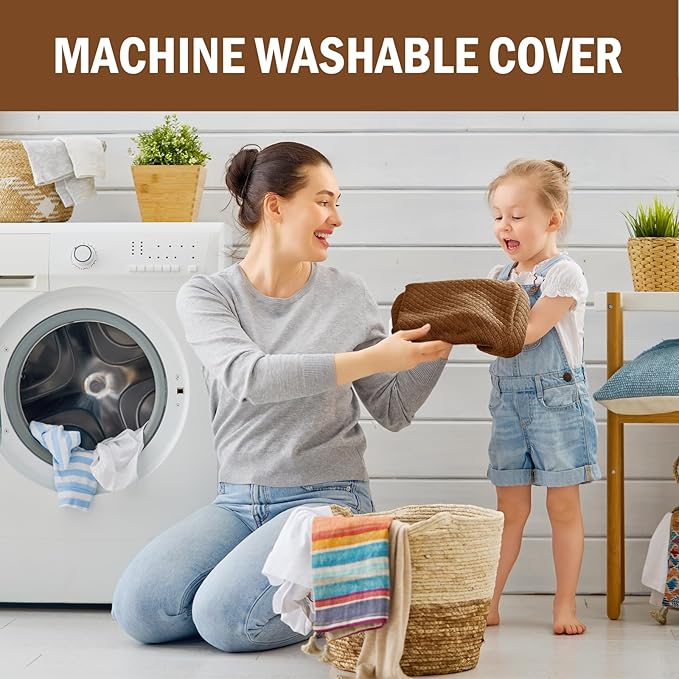 MABOZOO Memory Foam Back Support Cushion for Recliner Chair,Lumbar Support Pillow for Elderly,Extra Large Lumbar Support Pillow with Extension Straps,Coffee