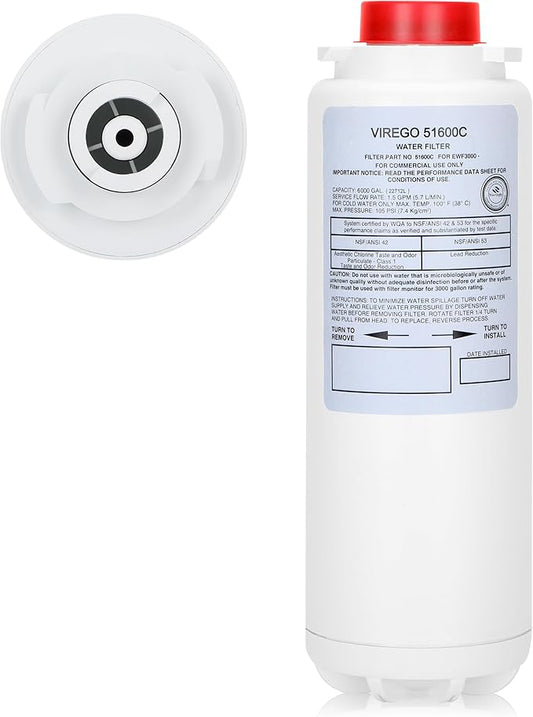 51600C Filter, for Elkay 51600C Replacement Filter, By NSF/ANSI Certified, Water Filter 51600C Compatible with Ezh2o Filter Replacement Bottle Stations, 51600C High Capacity Filter 6000 Gal (No Chip)