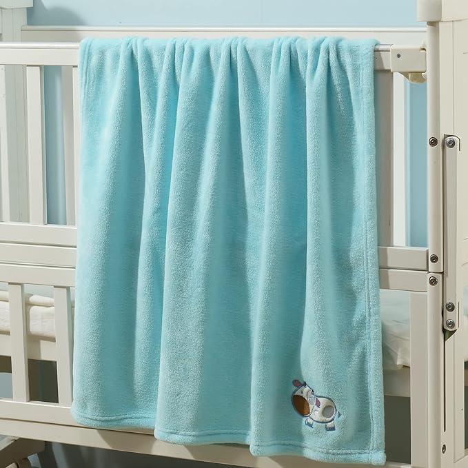 CREVENT 30''X40'' Cozy Fluffy Warm Fleece Infant Baby Blanket for Girls & Boys Toddler Crib Cot Stroller - Blue Cow