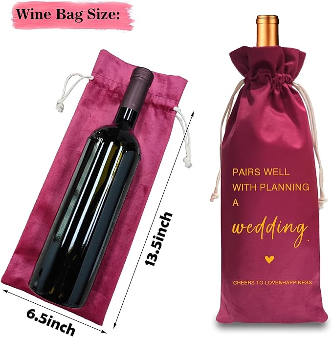 TBITON Wedding Gifts Engagement Gifts for Couple, Wine Bag Wedding Gift for Mr and Mrs, Engagement Gift for Her, Newlywed Gift, Pairs Well with A Planning Wedding (Wedding-Red)