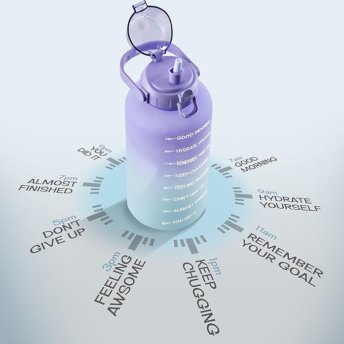 Motivational Water Bottle with Straw & Handle,One Gallon Water Bottle 128 oz/3.8L,Reusable Water Jug, Achieve All-Day Hydration SpillProof, BPA FREE