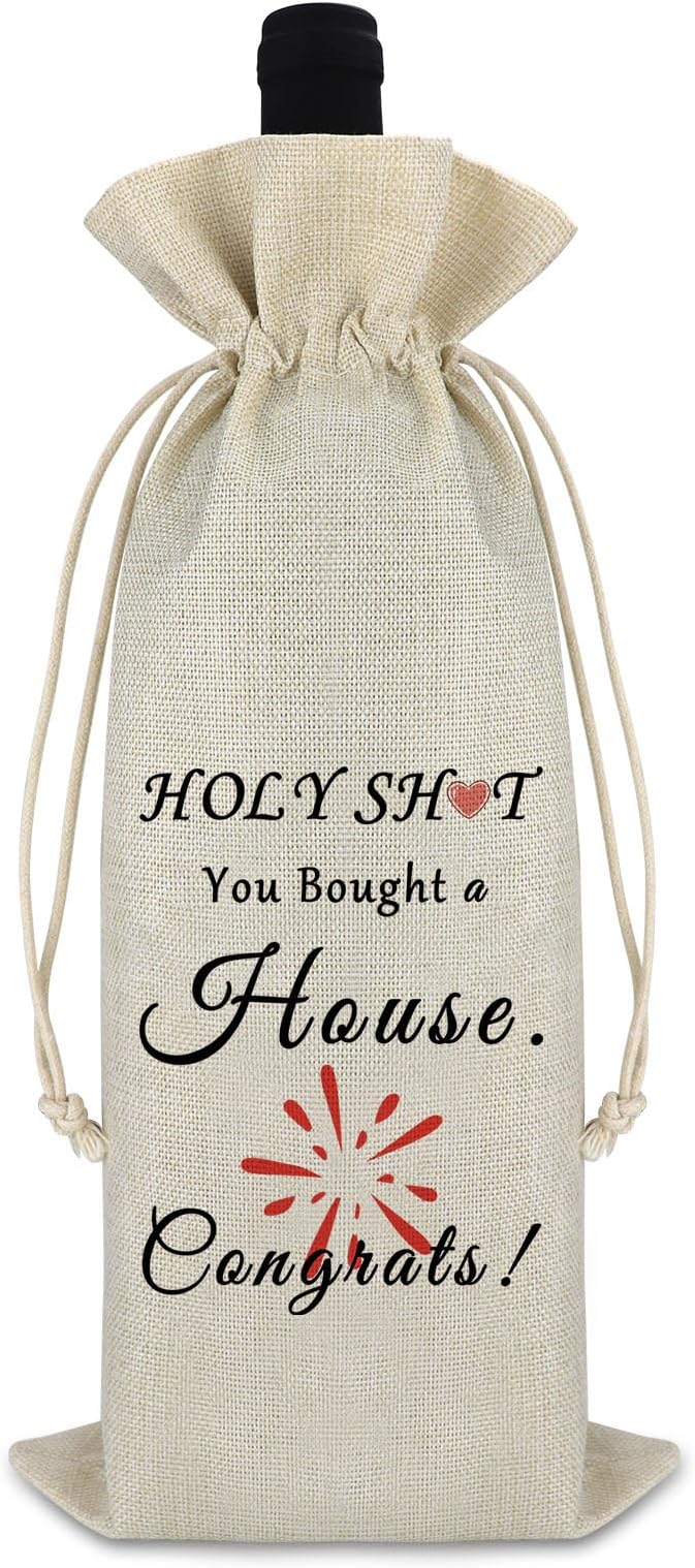 Housewarming Gift Wine Bag First New Home House for Homeowner Realtor Gift to Client Housewarming Party Decors New Apartment Gift for Friend House Warming Gift Wine Gift Bag for Women Men