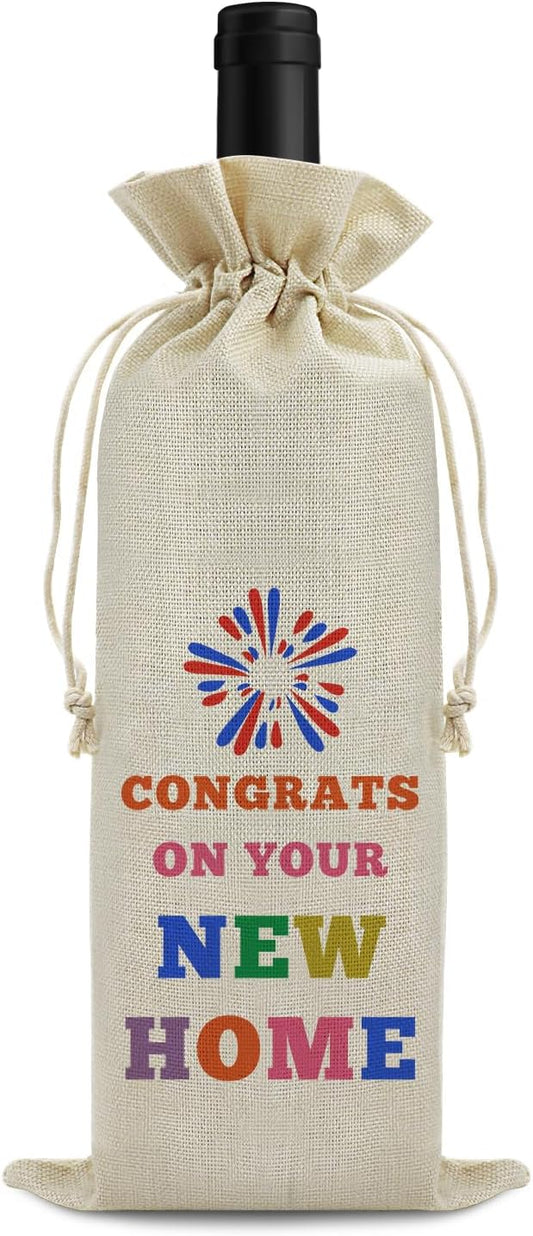 Housewarming gifts for New House Wine Bag House Warming Gifts New House Wine Bags for New Home Owner Party Decorations New House Gift for Friend Women Men Wife Husband Wedding Birthday Christmas Gift