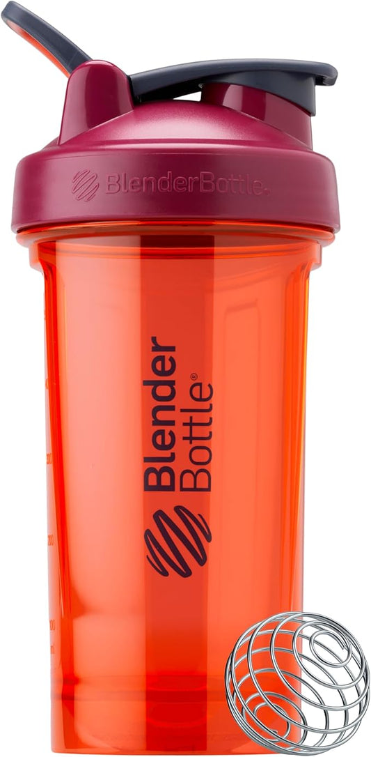 BlenderBottle Shaker Bottle Pro Series Perfect for Protein Shakes and Pre Workout, 24-Ounce, Full-Color Coral