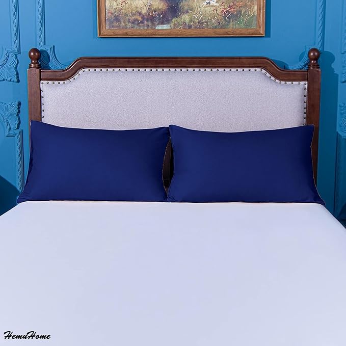 Toddler Pillowcase Set of 2 PC 600 TC 100% Egyptian Cotton Toodler 12x16 Inch Small Travel Pillow Case Envelope Closer Decorative Soft Cozy Travel Kids Nursery Preschool Pillow Cases, Navy Blue