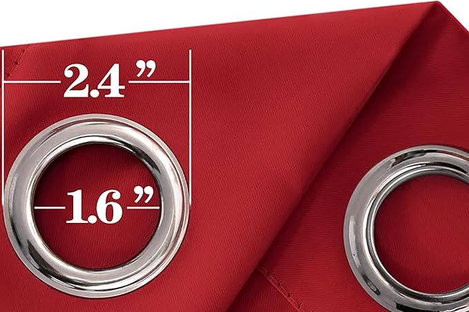 Mrs.Naturall Red Curtains for Bedroom 84 Inch Length 2 Panels Set Blackout Grommet Window Black Out Luxury Curtains for Living Room 84 Inches Long,Rose Colored