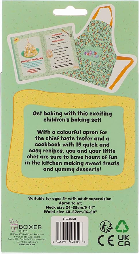 Boxer Gifts Let's Bake It Kids Baking Set | Fun Kids Baking Recipe Book and Apron | Great Gift for Kids