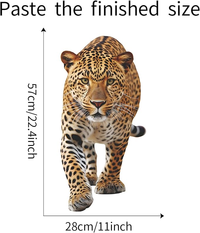Lifelike Cheetah Wall Decal 3D Animals Wall Sticker Safari Wall Decor for Nursery Kid'sroom School Classroom Livingroom Bedroom Bathroom Decoration (Lifelike Cheetah)