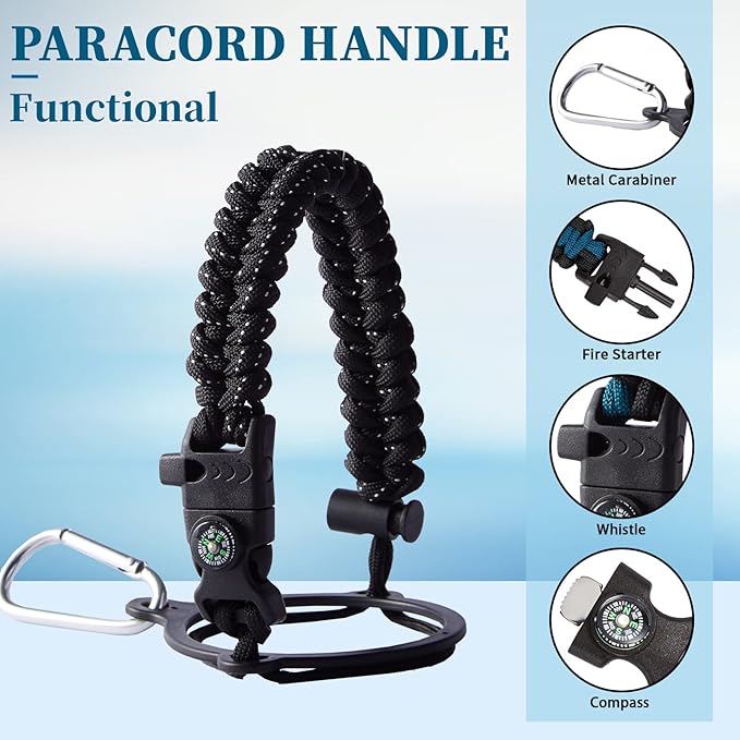 Insulated Water Bottle 40OZ - Cold-48h Hot-24h, Sweat-Proof, Large Stainless Water Bottle with Paracord Handle, Straw Spout Lid, Carrying Pouch & Protective Boot, Office Gym Flask Waterbottle