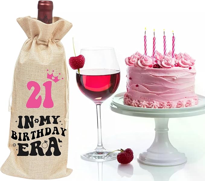 comfit 21th Birthday Gift Ideas for Women Men,21st Birthday Party Decoration Wine Bag Gifts, 21Happy Birthday decor, Pairs Well with Celebrating Birthday Wine Bag for Her Him