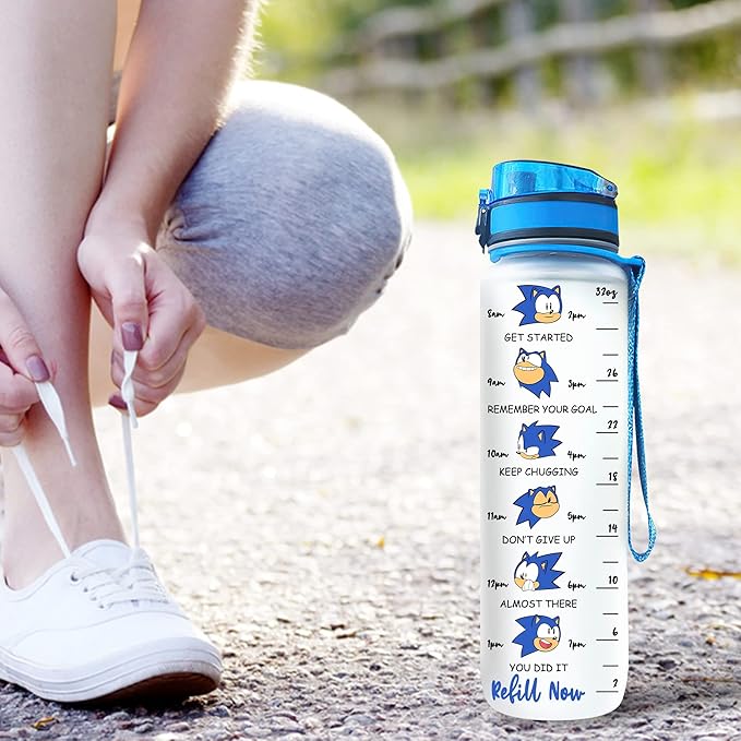 Funny Character Water Bottle with Time Marker, 32oz Motivational Water Bottle for Fitness Gym Outdoor