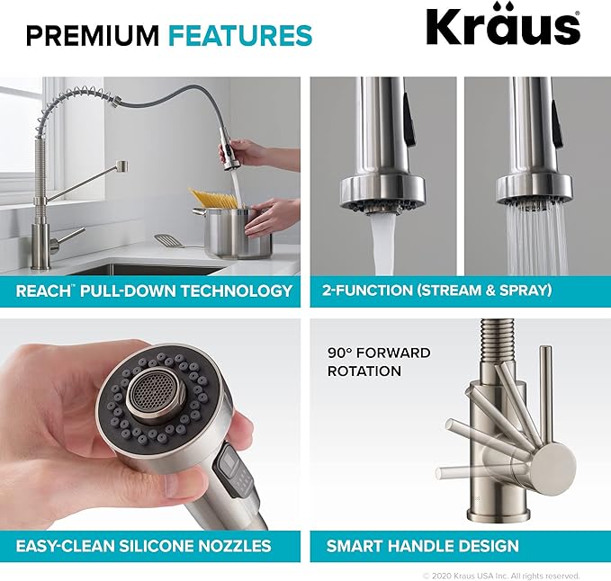 Kraus KPF-1610-FF-100MB Bolden Commercial Style Pull-Down Kitchen Purita Water Filter Faucet Combo, Matte Black, 18