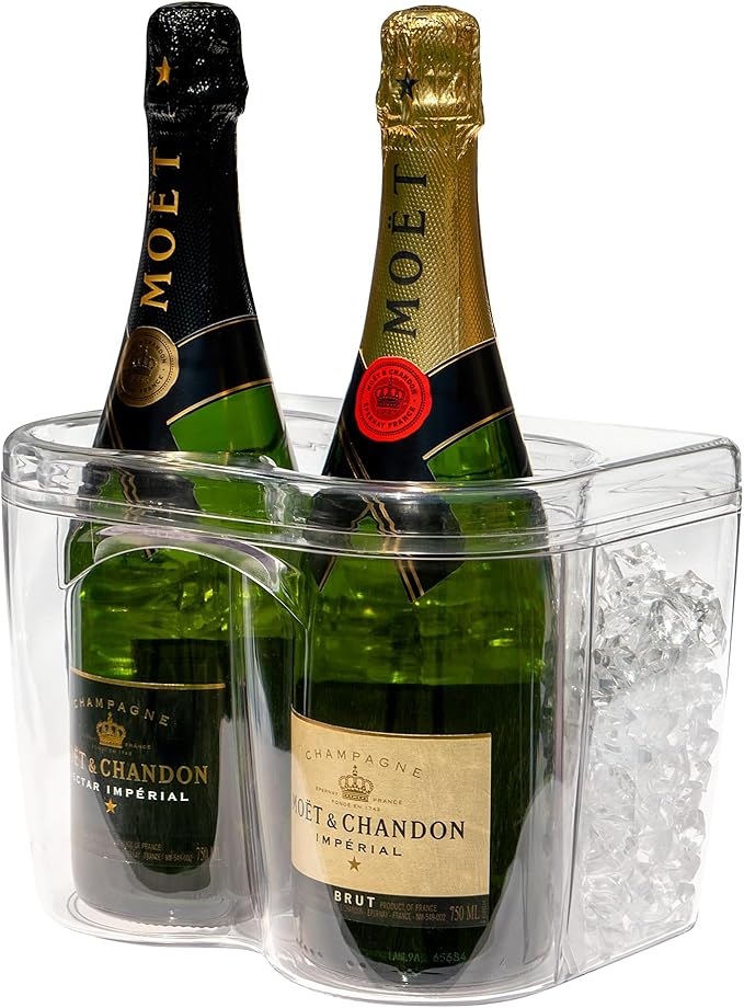 Ice Chilled Wine Bottle Server - 750ml Champagne & Wine Bottle Chiller | Elegant Shatter Resistant Cooler Bucket for Parties, Kitchens, Bars and Outdoors | Keeps Pre-Chilled Bottles Cooler Longer