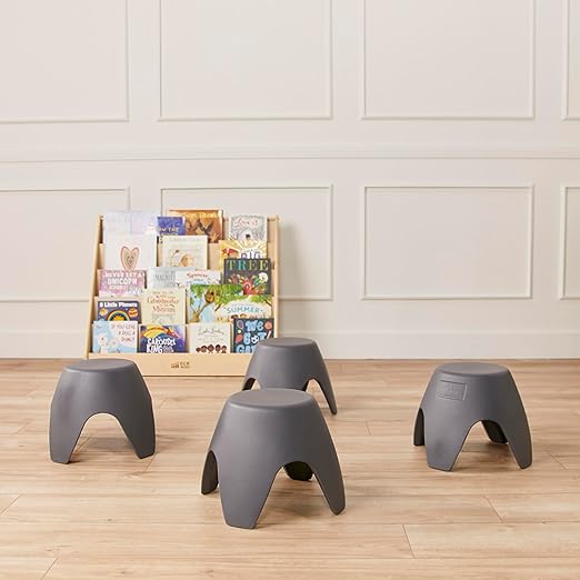 ECR4Kids Ayana Stool Set, Flexible Seating, Dark Grey, 4-Pack