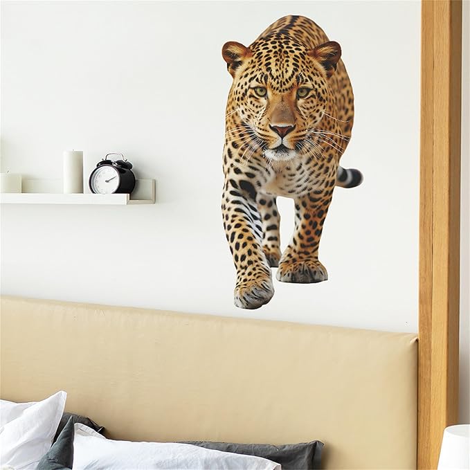 Lifelike Cheetah Wall Decal 3D Animals Wall Sticker Safari Wall Decor for Nursery Kid'sroom School Classroom Livingroom Bedroom Bathroom Decoration (Lifelike Cheetah)