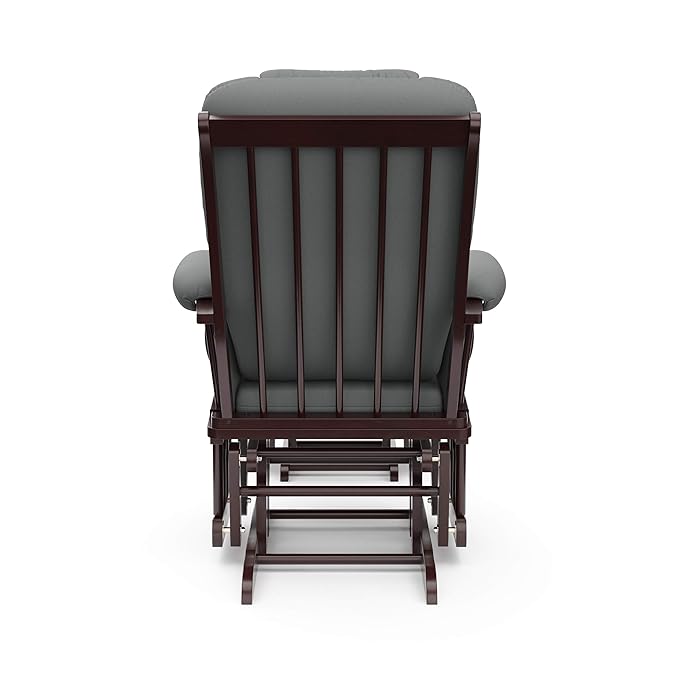 Storkcraft Tuscany Custom Glider and Ottoman with Free Lumbar Pillow (Espresso/Grey) - Cleanable Upholstered Comfort Rocking Nursery Chair with Ottoman