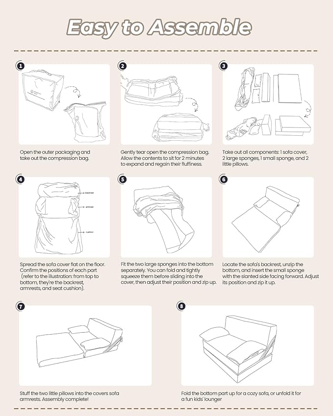 Weighted Idea 2-in-1 Kids Sofa Couch Fold Out for Girls and Boys, Folding Toddler Chairs Comfy Children Couch Baby Recliner, Convertible Sofa to Lounger for Reading Sleeping (Grey, 30x18x16 inches)