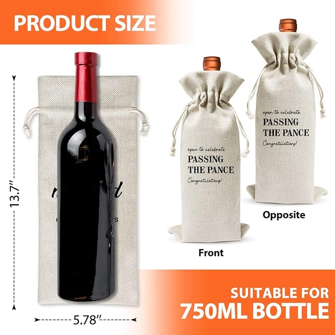 Passing The PANCE Gifts Wine Bag For Students Friend Doctor Nurse Practitioner, Med School Farewell Graduation Party Decoration, Reusable Burlap Wine Bag, Open To Celebrate Passing The Pance