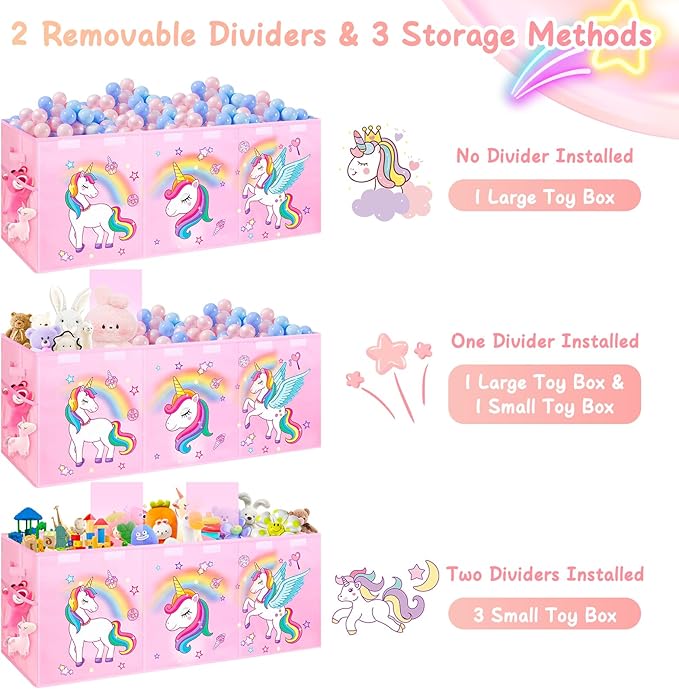 Extra Large Toy Chest, Collapsible Sturdy Toy Storage Organizer with Lids, 41"X14"X16"Large Kids Toy Box Chest, Kids Storage Bins Basket for Girls, Boys, Kids, Nursery, Playroom, Pink