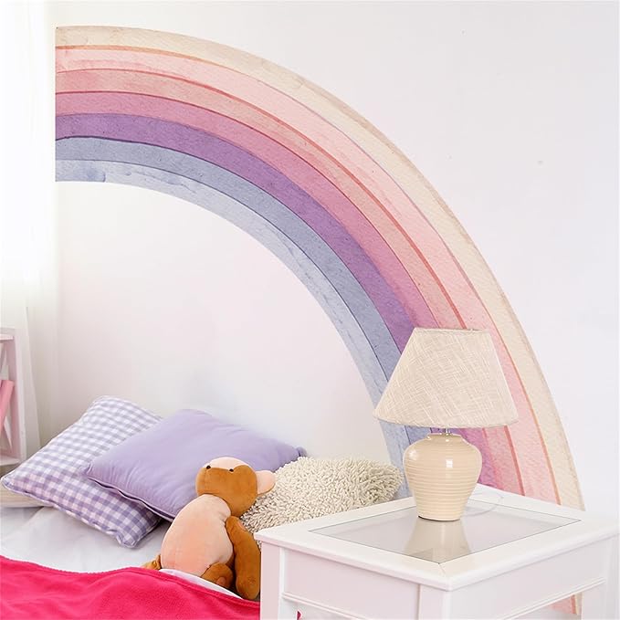 Waterproof Removable Vinyl Huge Rainbow Wall Decal Sticker for Nursery Kidsroom School Classroom Livingroom Bedroom Bathroom Decorations Art Kids Graduation Boho Cute Decals
