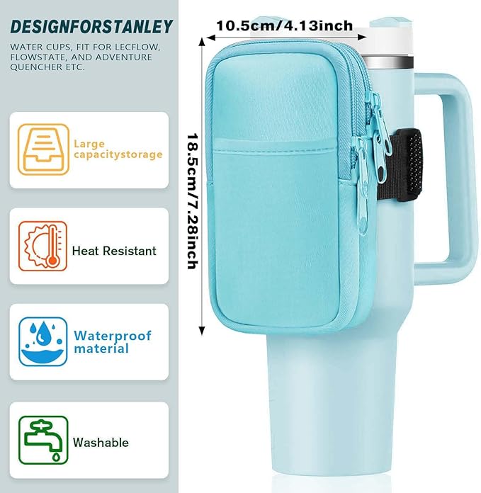 Water Bottle Pouch for Stanley Quencher Adventure 40oz,Gym Tumbler Stanley Cup Accessories for Women,Tumbler Pouch for Cards, Keys, Earphone,Phones