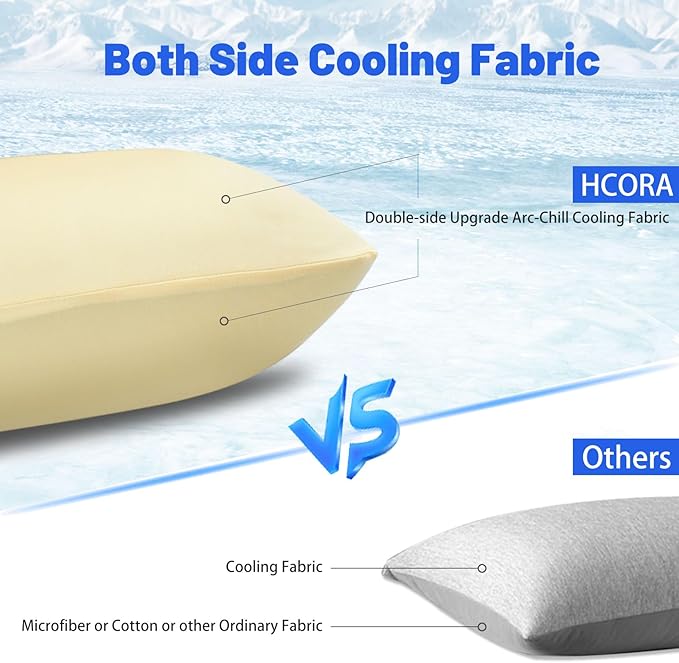 Cooling Pillow Cases for Hot Sleepers - Double Side Arc-Chill Q-Max>0.5 Cooling Fiber Cool Pillow Cases 2 Pack - Breathable Soft Cold Pillow Cases with Hidden Zipper (Cream, 20" x 26")