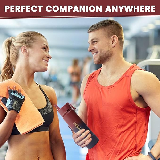 Water Bottle 22oz, Triple Walled Insulated Stainless Steel Reusable Bottle, Silicone Sleeve, Cleaning Brush, 2 Lids (Spout lid & Straw lid w/2 straw), Metal Mug Gallon, BPA Free, Dark Rainbow