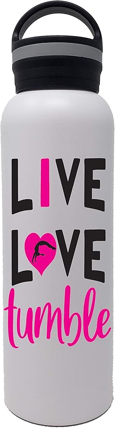 25 oz. Cheer Dance & Gymnastics Stainless Steel Water Bottle - Perfect Gifts for Cheerleaders, Dancers, Gymnasts & Coaches (Live Love Tumble)