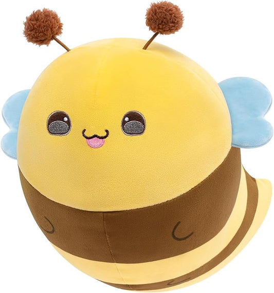 Cute Stuffed Animal Toy Fruit Plush Pillow, Funny Bee Throw Pillow, Soft Food Shape Hugging Pillow Plushie for Boys Girls Birthday Toy