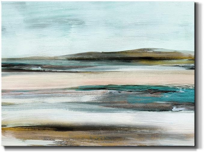 Renditions Gallery Canvas Nature Wall Art Modern Paintings & Prints Decorations Blurred Sandy Beach Abstract Vibrant Coastal Wall Hanging Artwork for Bedroom Office Kitchen - 24"x36" LT33