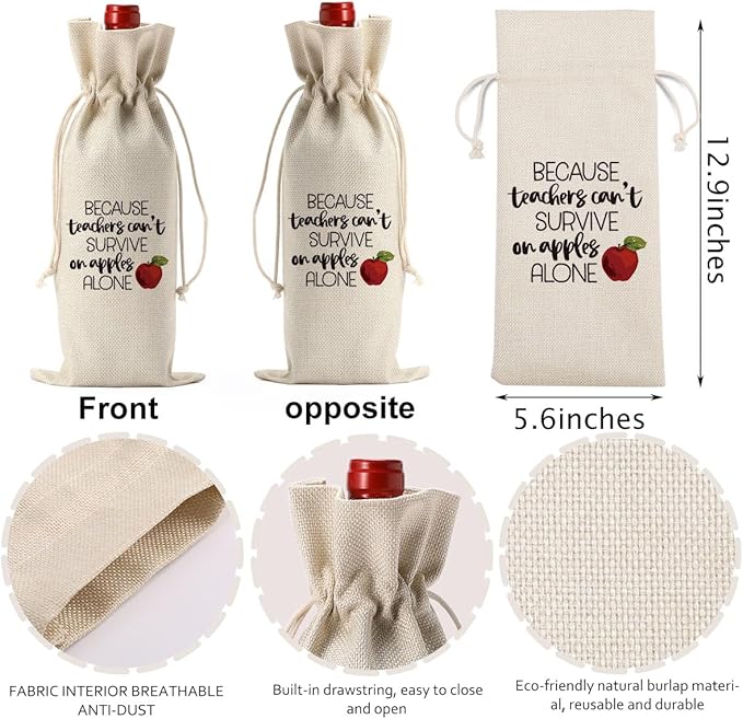 Teacher Wine Bag Teacher Gifts Teacher Appreciation Gifts Thank You Gifts for Teacher Back to School Teacher Gifts Teacher Christmas Gifts End of Year Teacher Gifts