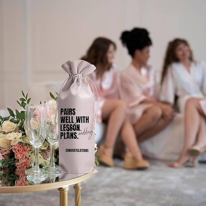 Pairs Well With Lesson Plans Mr and Mrs Wedding Gift Engagement Gift Bag For Couples bride/him/her Newly Engaged Gift Wine Tote Bridal Shower Gift