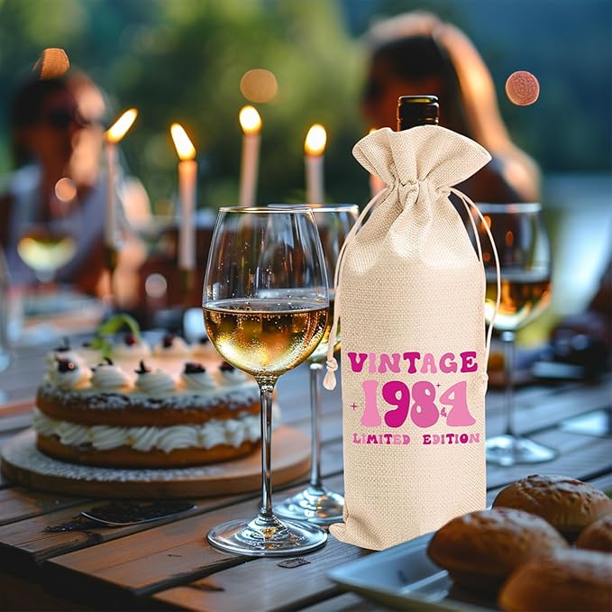 comfit 40th Birthday Wine Bag Gifts for Her,Double-Sided Wine Bag,40th Birthday Wine Bag,40th Birthday,Birthday Decorations,Wine Gift Bags