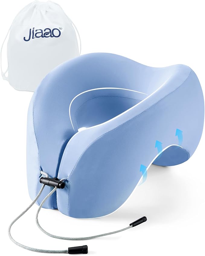 2-in-1 Travel Pillow, Memory Foam U-Shape Airplane Neck Pillow with Storage Bag, Napping Pillow Relax Arms, Ideal for Airplane, Car, Family and Travel Use-Upgraded