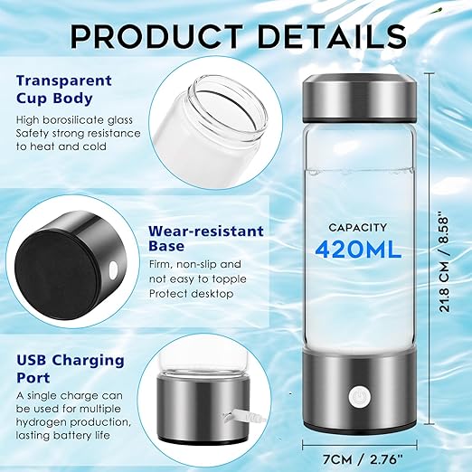 FRAMICS Hydrogen Water Bottle with Gift Box, Portable Hydrogen Water Bottle Generator with PEM SPE Technology, 3Min Quick Electrolysis Hydrogen Water Ionizer Machine for Home Office Travel Exercise