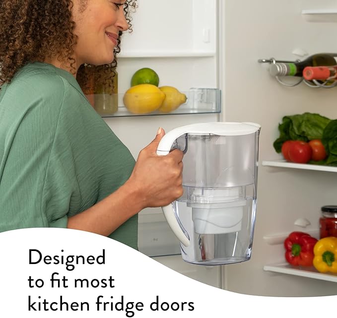 Aqua Optima 6-Cup Water Filter Pitcher Bundle Pack for Tap and Drinking Water with 6 Evolve+ Filter, Reduces Microplastics, Improves Taste, BPA Free, WQA Certified, Oria Design (White)