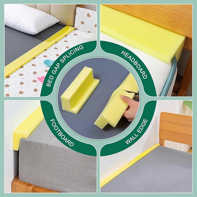 Bed Filler for Headboard, Suitable for Gap 4.4-5.4" of King Queen Twin Bed, 78.7'' Long Wedge Sleeping Pillow, Foam Bed Mattress Gap Filler