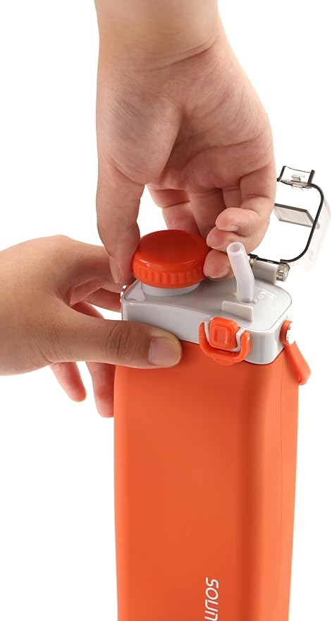 Collapsible Silicone Water Bottle - 600ml, BPA-Free, Portable and Leak-Proof with Carrying Handle for Travel, Camping, Hiking, Fishing, Swimming, Biking