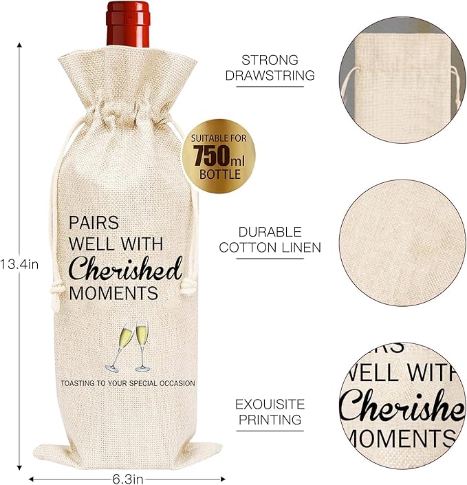comfit Wedding Engagement Wine Gift Bag - Bridal Shower Gifts for Fiancee, Gifts for Mr and Mrs, Anniversary, Birthday, Graduation