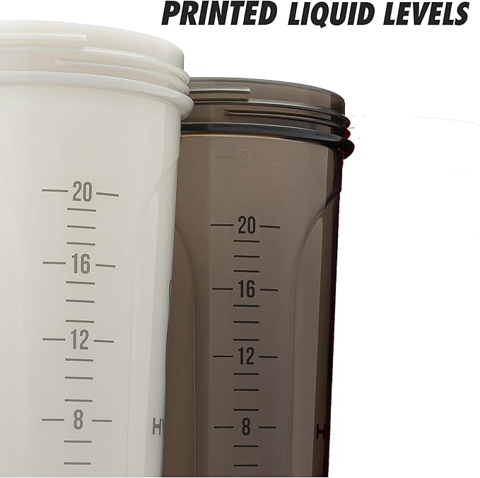 Hydra Cup ProFlow [2 Pack] 28 oz Shaker Bottles for Protein Shakes, Shaker Cups with Ball Blender Whisk, Shaker Bottle with Handle, Travel To Go, BPA Free (Black & Grey, 28oz)